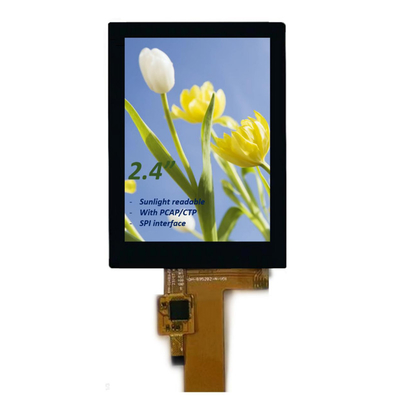 2.4 pouces PCAP TFT affichage LCD lisible par la lumière du soleil, 15 broches SPI 2,4 pouces Tout angle de vision TFT LCD avec CTP