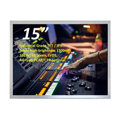 Affichage TFT industriel de 15 pouces lisible par la lumière du soleil 1000 Nits LVDS 1024x768 pixels