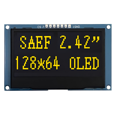 2Affichage OLED jaune de 42 pouces 128x64 points Résolution 7 En-tête Pin Interface SPI