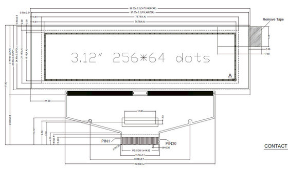 UG-5664ASWEF01 3.12&quot; 256*64 points Module d'affichage OLED avec interface SPI/parallèle/I2C