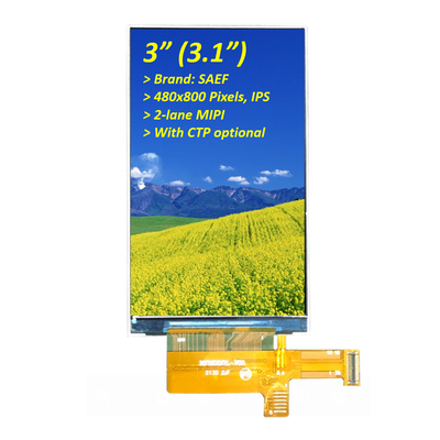 Affichage TFT industriel de 3 pouces 480x800 pixels, affichage IPS TFT LCD de 3,1 pouces ST7701S