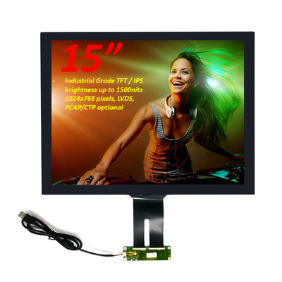 BOE Grade industriel 15 pouces PCAP affichage TFT LVDS affichage LCD lisible par la lumière du soleil 1500Nits
