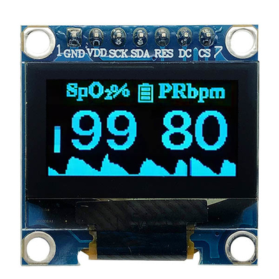 0.96 pouces SSD1306 contrôleur 7 broches polices blanches et bleues SPI écran OLED 128x64 3V PMOLED
